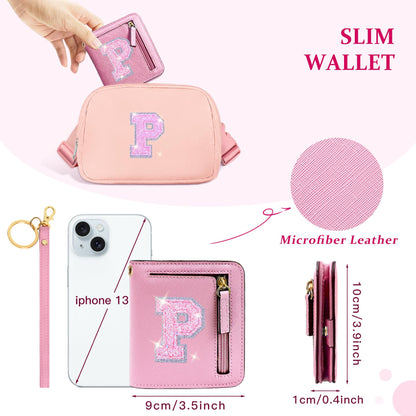 COSHAYSOO Mini Wallet with RFID Blocking Initial Monogrammed for Girls Birthday Easter Mothers Nurse Day Graduation New Year Gifts Letter P