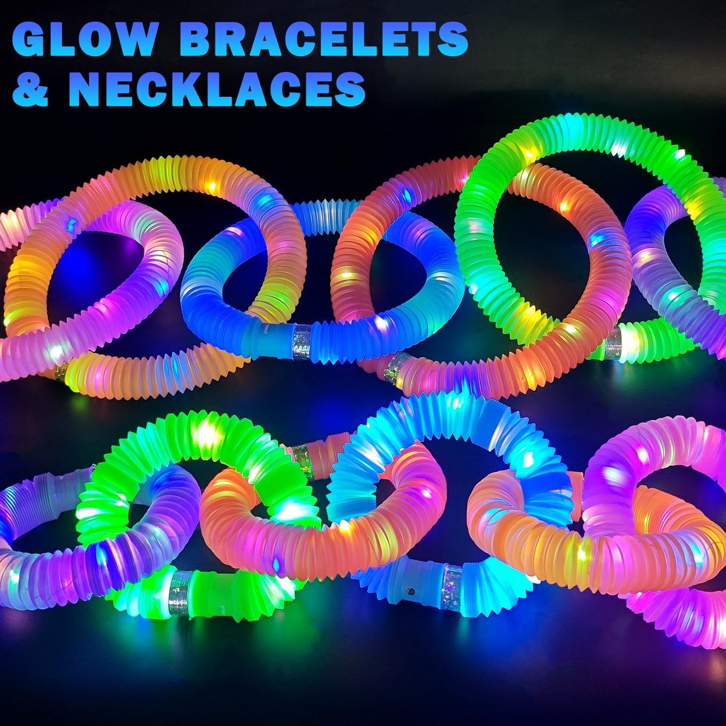 24 PCS Light Up Party Favors Supplies for Kids 4-8-12,Bulk Glow Sticks Bracelet Necklace Accessories Decorations for Toddlers,Valentines Mardi Gras Birthday Goodie Bag Stuffers Gifts for Boys Girls