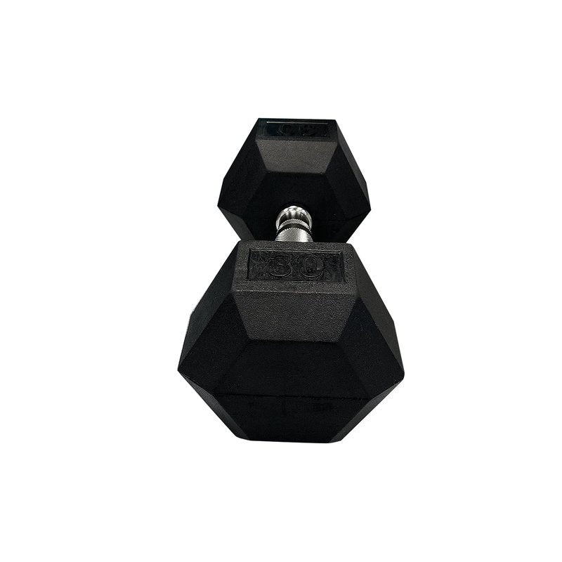 GYMENIST Single Hex Rubber Dumbbell with Metal Handles Exercise Heavy Dumbbell Workout Weights Sold As Singles (25-LB Pair), Black