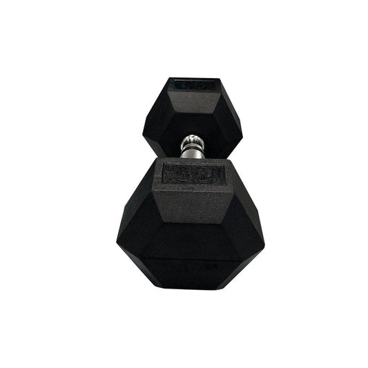 GYMENIST Single Hex Rubber Dumbbell with Metal Handles Exercise Heavy Dumbbell Workout Weights Sold As Singles (25-LB Pair), Black