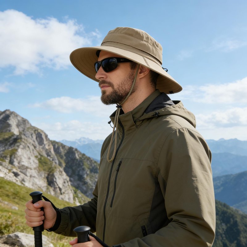 Men's UPF 50+ Waterproof Wide Brim Boonie Hat, Sun & Rain Protection