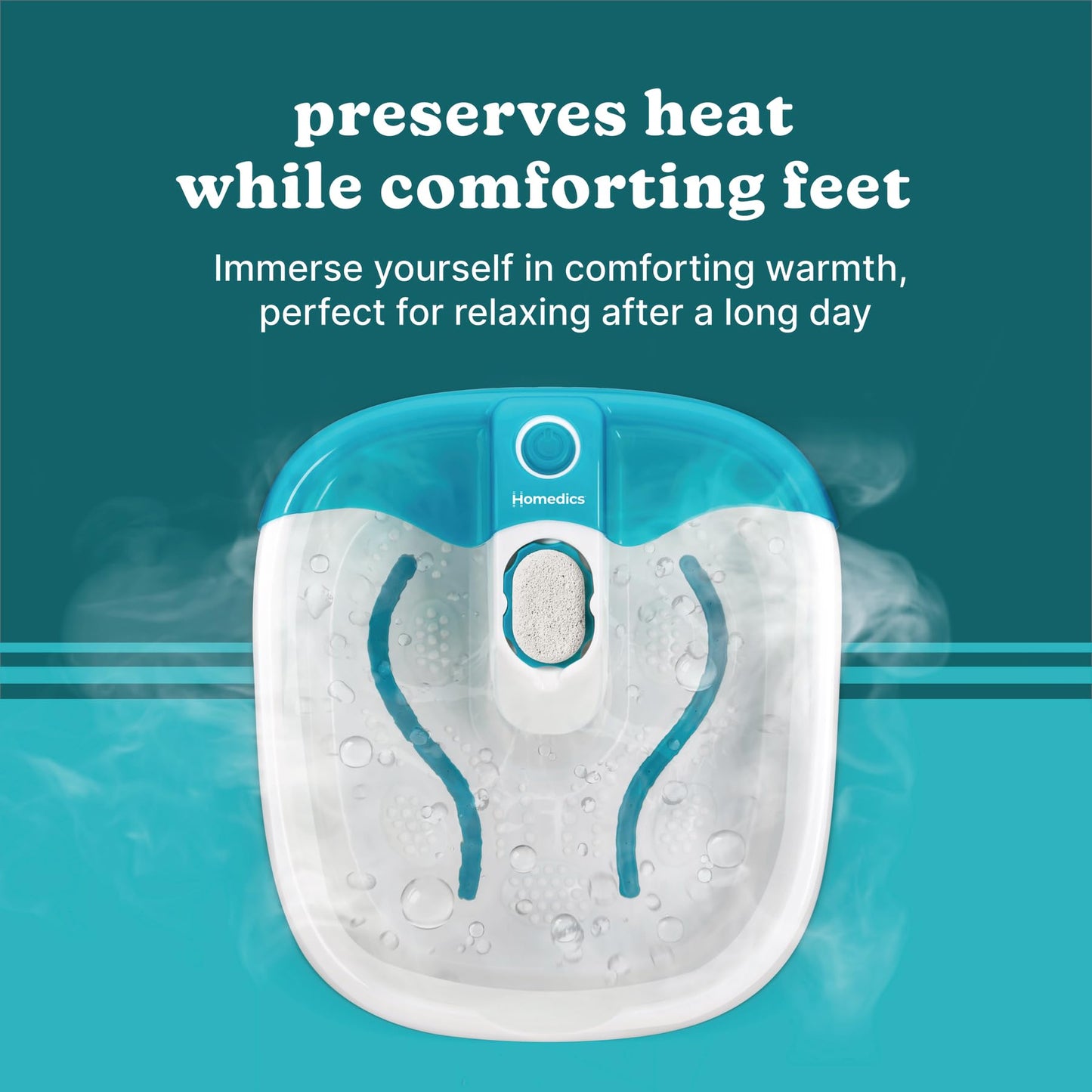 Homedics Bubble Mate Collapsible Foot Spa, Heat-Maintaining, Bubble Massage with Pumice Stone and Splash Guard