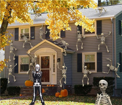 Sincere Party Glow In the Dark Skeleton White Bones Skeleton Costume with Gloves&Hood for Kids 5-7years