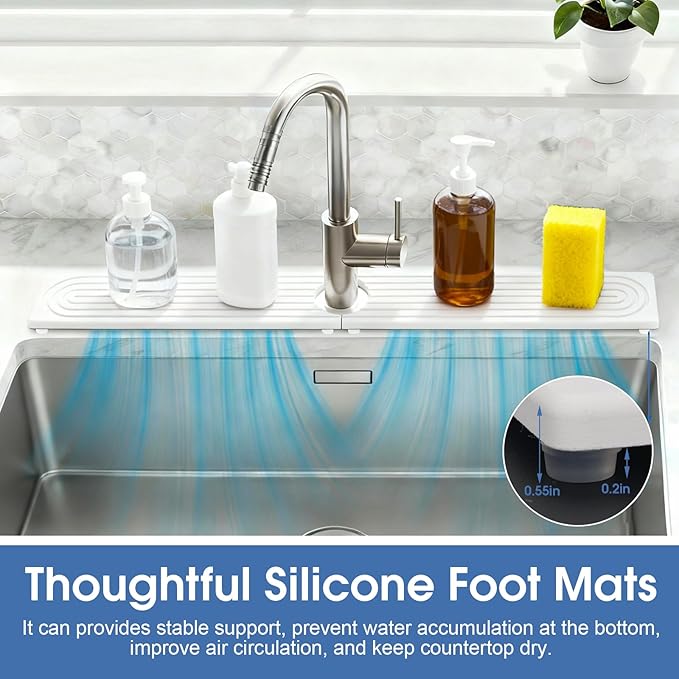 Faucet Mat for Kitchen Sink, Diatomite Drying Stone Mat Sink Protector