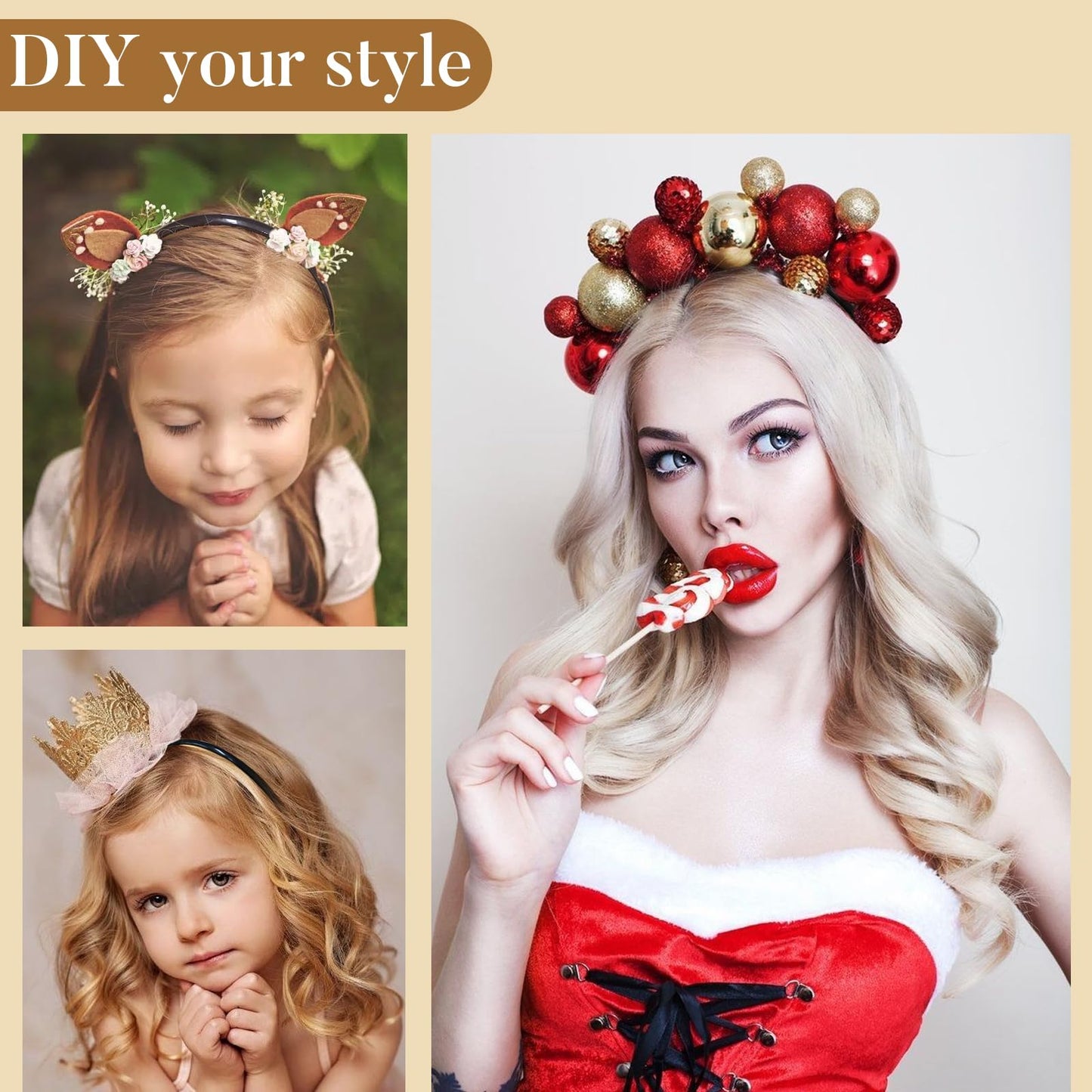 forenee Plastic Thin Skinny Headbands - Headbands for Women - Plain Headband for Girls DIY - Hair Bands Teeth Comb Headband Halloween Comb - Black