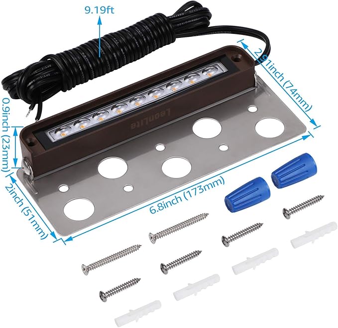 LEONLITE Premium Series 7 Inch 4.5W LED Hardscape Lighting Swivel, Retaining Wall Light, Low Voltage Landscape Lights, 12V Outdoor Step Lights, Hardscape Paver Light, 2700K Soft White, ETL, Pack of 4