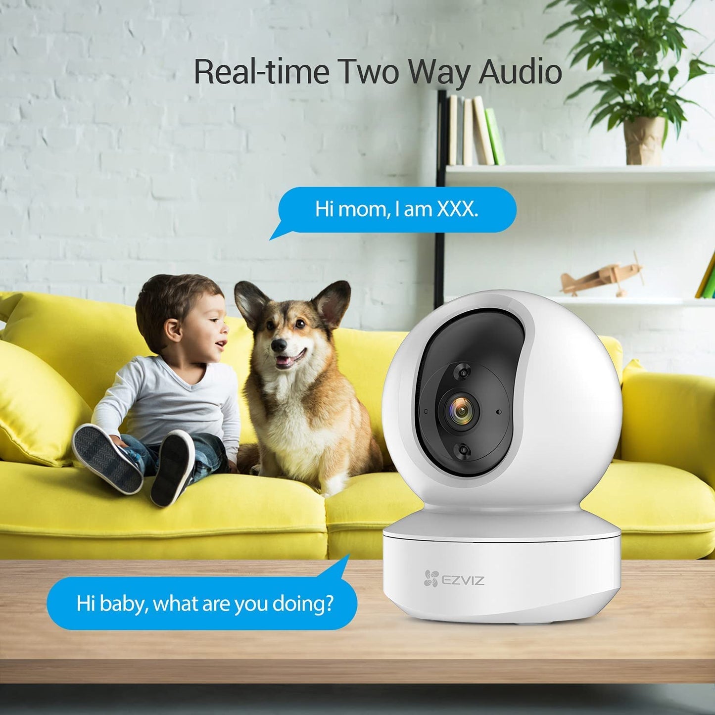 EZVIZ Indoor Camera No Monthly Fee, 256GB Supports, Baby Monitor Camera, Pet Camera. Motion Detection, Auto Tracking, Night Vision, Alarm, Two Way Audio, 2.4G Wifi, Alexa Google IFTTT Control(TY1 2MP)