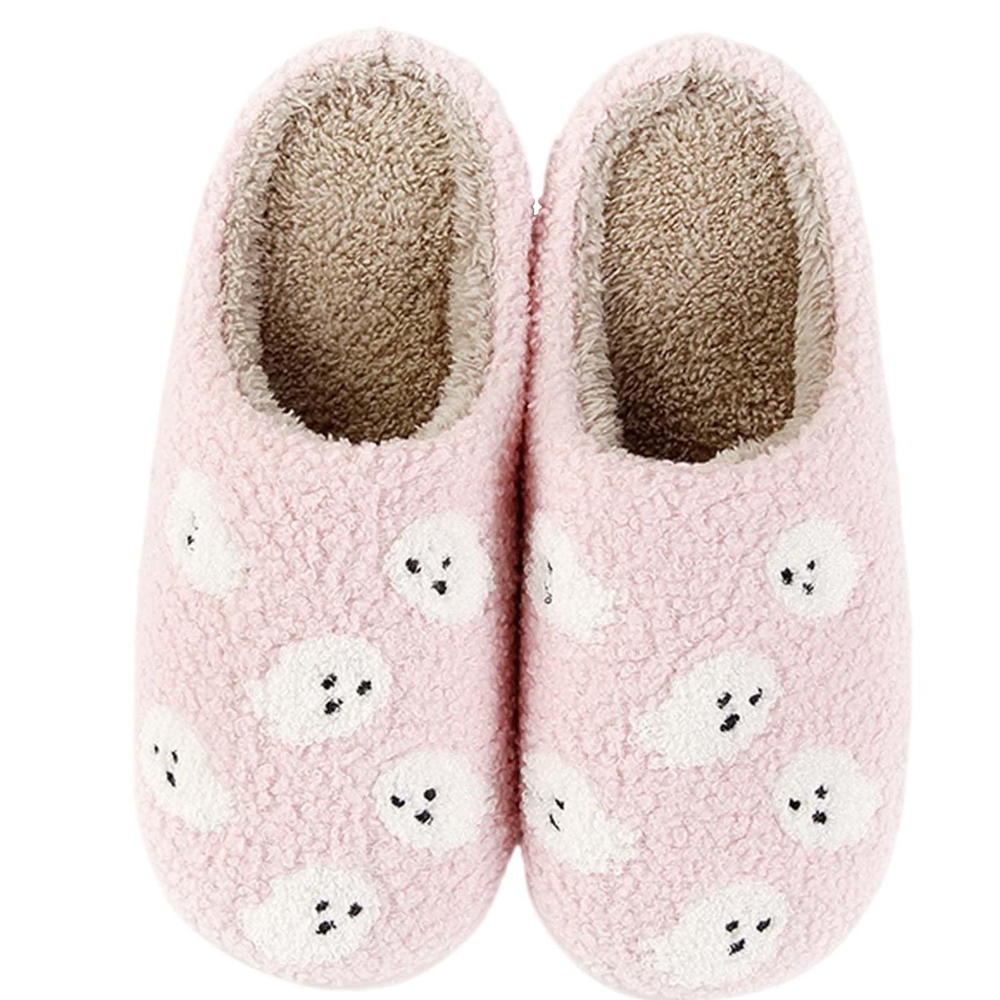 HIPINISS Halloween Slippers Skull for Women Men GhostFace Plush Warm Slippers Indoor Outdoor Memory Foam House Home Winter Shoes,Pink Skull 41-42