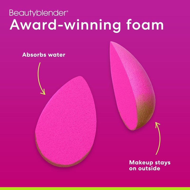 Beautyblender Original Pink Makeup Sponge | Super-Soft Blending Foam for Foundations, Powders and Creams | Reusable & Washable, Vegan & Cruelty-Free, Streak-Free Finish