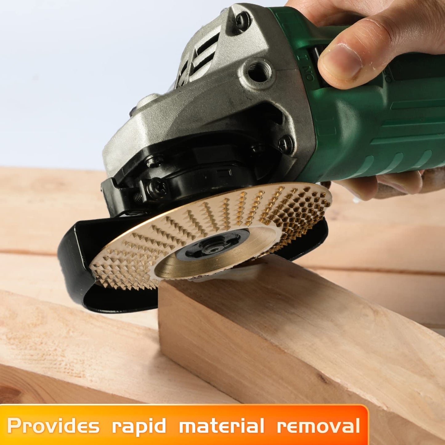 BLEKOO 4PC Angle Grinder Wood Carving Disc Set, for 4" or 4 1/2" Angle Grinder with 5/8" Arbor, Wood Shaper Carving Disc, Stump Grinder Teeth, Wood Shaping Tools