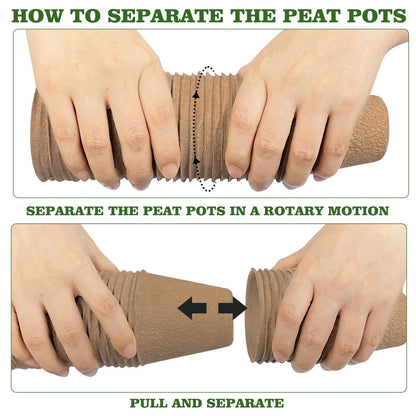 40Pcs 3.15 Inch Peat Pots, Biodegradable Eco-Friendly Round Plant Seedling Starters Kit, Seed Germination Trays with 10 Plant Labels for Flower Vegetable Tomato Saplings & Herb Seed Germination