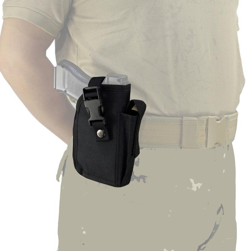 Depring Tactical Belt Holster with Mag Pouch for Handguns with Light or Laser Attachment Universal Outside The Waistband Holster Black