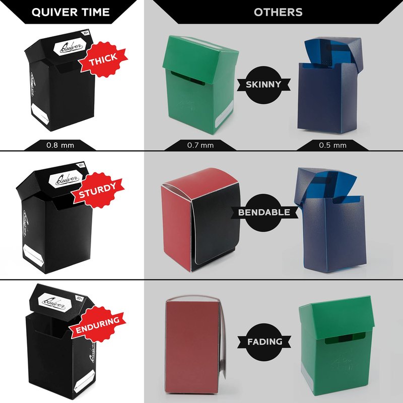 Quiver Time Trading Card Deck Blocks and Card Sleeve Bundle Fits Magic: the Gathering Cards & Other TCGs – 5x 80+ Standard Deck Box with 2 Dividers/Box + 500 Artemis Mixed Sleeves (66x93 mm)