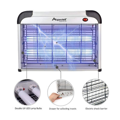 ASPECTEK Insect Killer, Bug Zapper,Powerful 20W Electronic Indoor Fly Zapper, Mosquito Killer-Indoor Use Including Free 2 Pack Replacement Bulbs