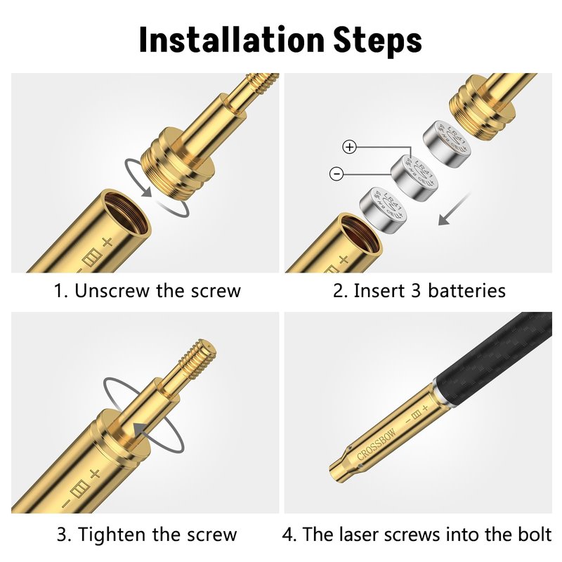 MidTen Crossbow Red Laser Bore Sight Crossbow Bow Archery Arrow Laser Boresighter Arrow Thread-On Crossbows Laser Sighting Tool with 2 Sets of Batteries