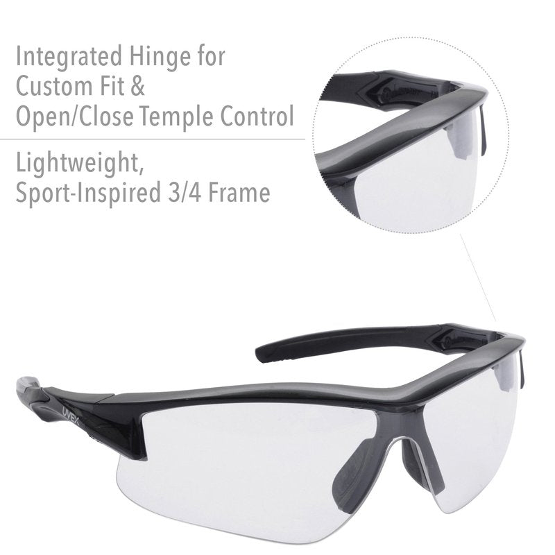Howard Leight by Honeywell Uvex Acadia Shooting Glasses with Uvextreme Plus Anti-Fog Lens Coating, Clear Lens (R-02214)