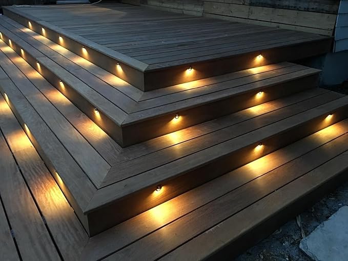 FVTLED Pack of 20 Warm White Low Voltage LED Deck Lights kit Φ1.38 Outdoor Garden Yard Decoration Lamp Recessed Landscape Pathway Step Stair Warm White LED Lighting, Black