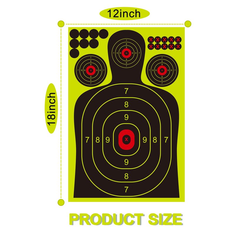 Rsgift 25 Packs Splatter Targets for Shooting,12x18 Inch Adhesive Shooting Targets with Repair Pasters,Reactive Fluorescent Yellow Shooting Targets for Outdoor Indoor Shooting Practice