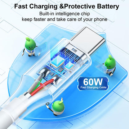 4 Pack Charging Cable 60W 3.1FT(2 Pack USB to USB C Cable and 2 Pack USB C to USB C Cable) Type C 60W Fast Charging Cable for iPhone 17 Series/16 Series/15 Series,iPad,AirPods,Watch,Samsung and More