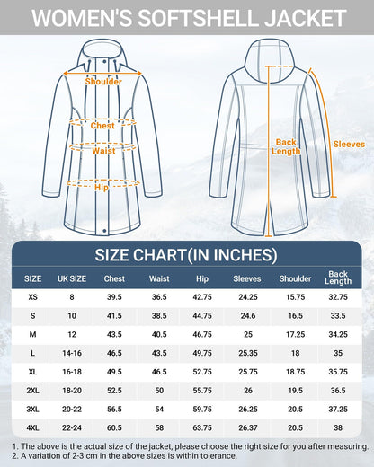 Outdoor Ventures Softshell Jacket Ladies Rain Jacket Functional Lightweight Rain Coat Windbreaker Waterproof Hiking Jacket Breathable Outdoor Jacket with Hood for Spring Fall Winter Black L