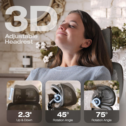 ELABEST X100 Ergonomic Office Chair with Footrest, Big and Tall Home Desk Chair with 5D Flip-Up Arms, Adjustable 3D Adaptive Lumbar Support,High Back Rolling Computer Chair, Swivel Gaming Mesh Chairs