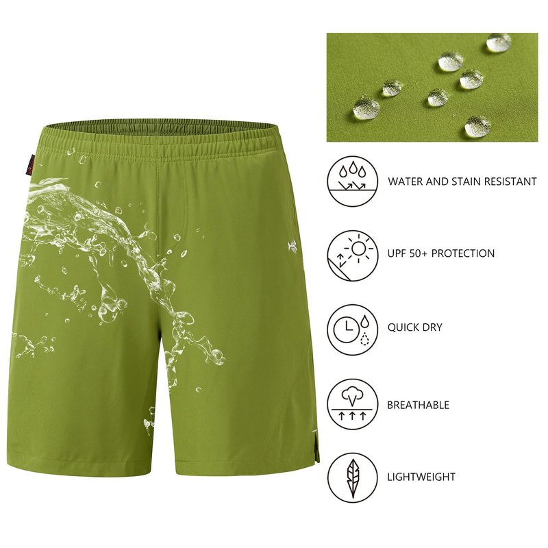 BASSDASH Men’s 7” Fishing Shorts UPF 50+ Lightweight Water Resistant Quick Dry for Hiking with Zipper Pocket FP06M