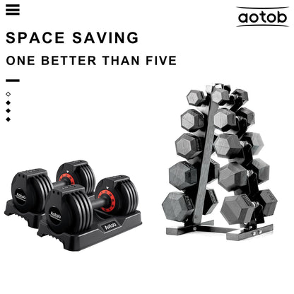 AOTOB 25 lbs Adjustable Dumbbell Set - Pair with Anti-Slip Fast Adjust Turning Handle, Suitable for Men and Women, Ideal for Home Gym Exercise