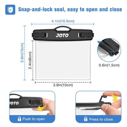 JOTO 2 Pack Waterproof Car Key FOB Case with Lanyard for Swimming Surfing, Small Waterproof Wallet Dry Bag for Money Credit ID Card Cash Coins -Black