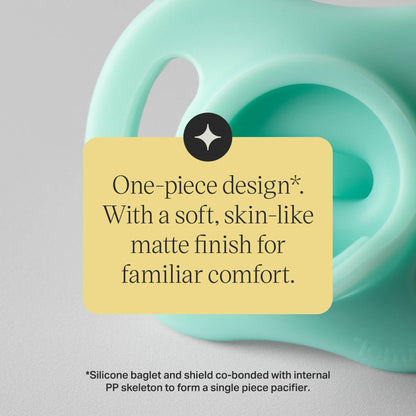 Tommee Tippee Ultra-Light StayPut Dummy, 0-6m, 4-Pack, One-Piece Silicone Soother