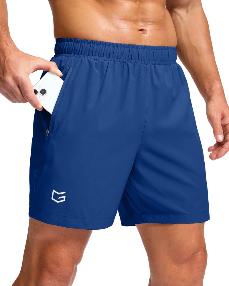 G Gradual Men's Athletic Running Shorts with Zipper Pockets Quick Dry 7"/ 5"/ 9" Workout Gym Shorts for Basketball Hiking(Royal Blue,5M)