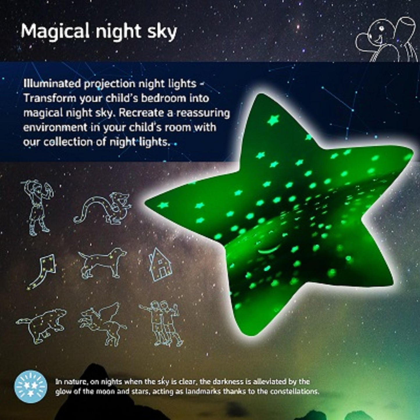 Cloud b Twilight Turtle Green - Baby Night Light Kids Constellation Star Projector | Auto Shut Off Kids Night Light Baby | Eases Fear of Dark, Soothing LEDs, 8 Constellations, 3 Colours