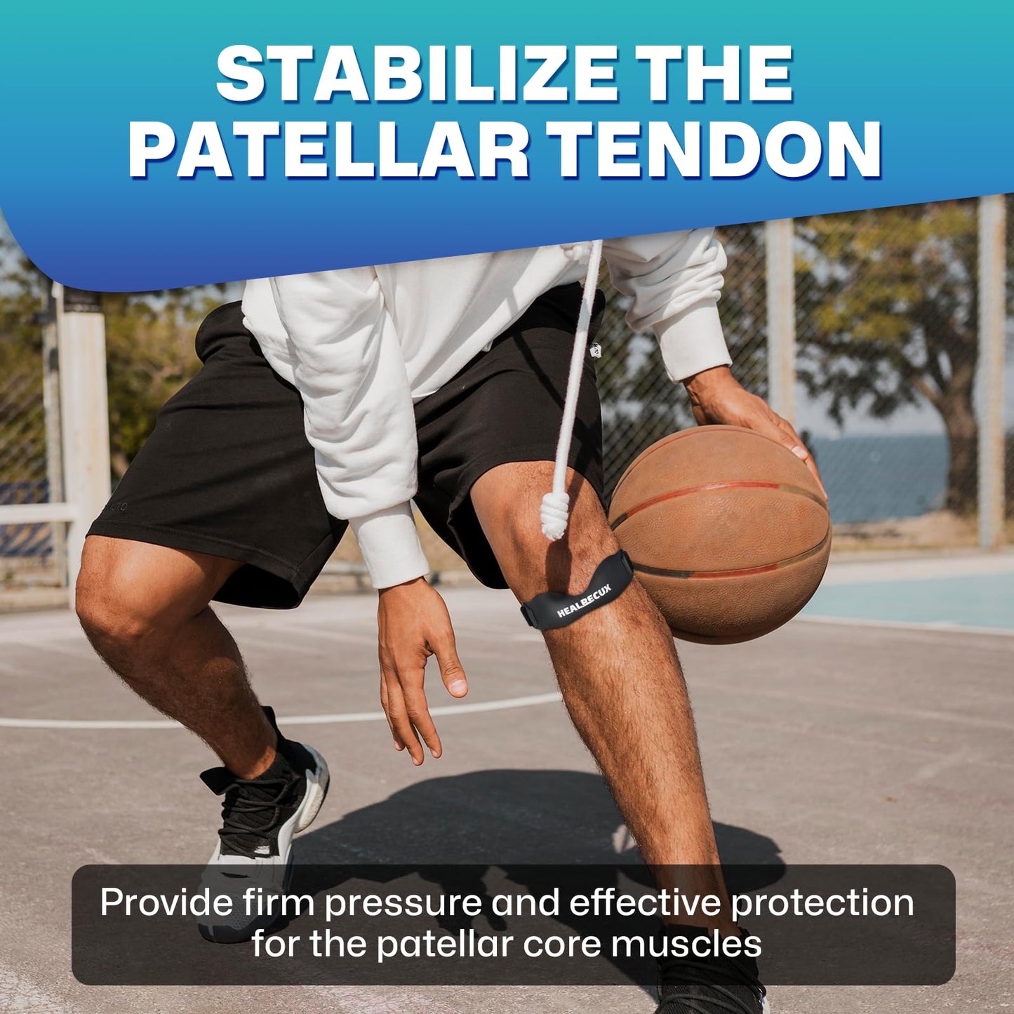 Healrecux Patella Band, Knee Strap Patella Tendon Support for Knee Pain & Tendonitis, Patella Stabilizer Knee Brace for Running, Basketball, Jumpers Knee, Tennis, Volleyball & Squats - Inky 1 Pack