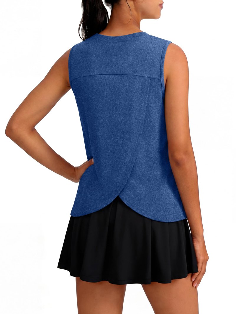 Alaroo Workout Tops for Women Sleeveless Yoga Athletic Tank Tops Fitness Clothing Running Gym Shirts Exercise Crew Neck Forest Blue 2XL