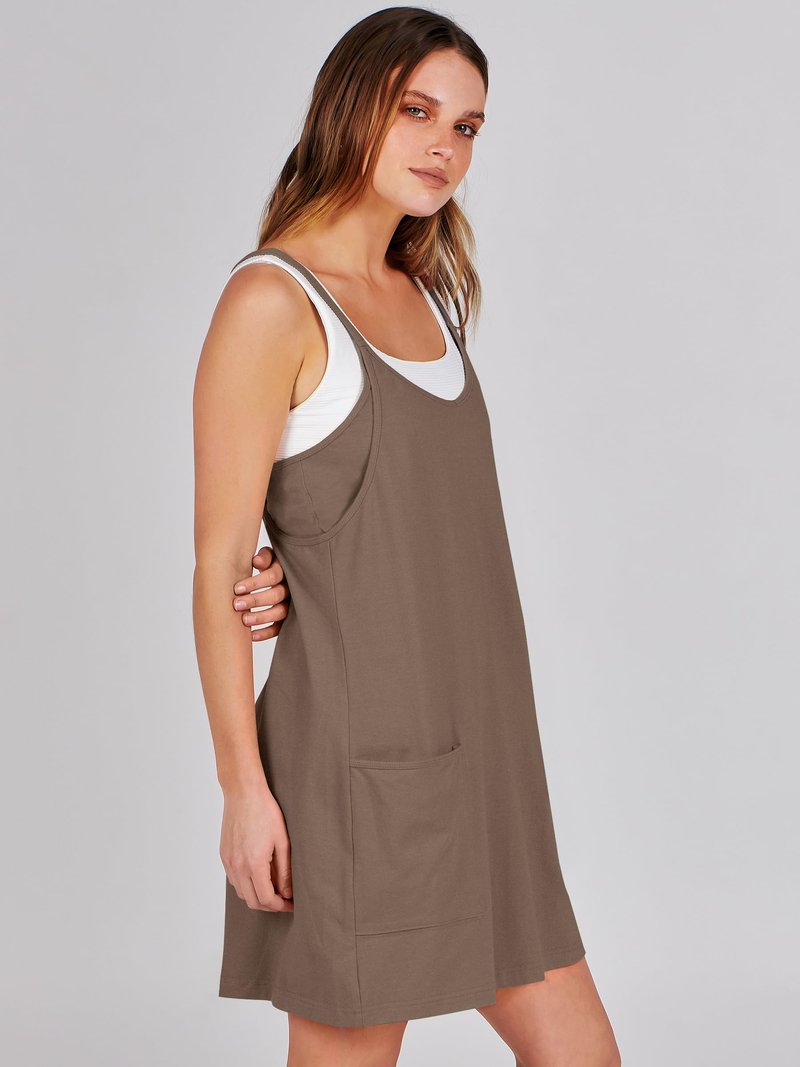 ANRABESS Women Athletic Dress Summer Tennis Workout Active Sports Mini Romper Dress Built in Shorts Travel Vacation Clothes Coffee Small