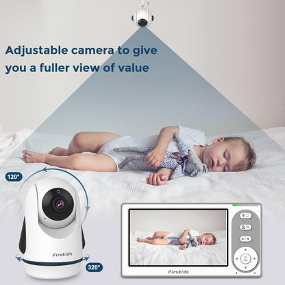 Firskids Baby Monitor - 1000ft Long Range Baby Monitor with Camera and Audio No WiFi, Built in 3500mAh Battery,Auto Night Vision, Temperature, 2-Way Talk, 8 Lullabies, 4.3'' Screen
