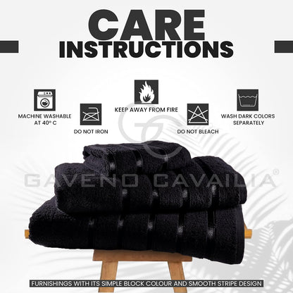 GC GAVENO CAVAILIA Fade Resistant Luxury Towels, Extra Absorbent 100% Ringspun Egyptian Cotton 500 GSM Bathroom Set, Black, 2PK Bath Sheet, 554882