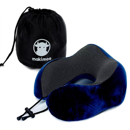 Memory Foam Travel Pillow, Neck Pillow with 360-Degree Head Support, Comfortable and Lightweight, Ideal for Sleeping on Airplane, Car, Train, Bus and Home Use, Comes with Storage Bag (Black)