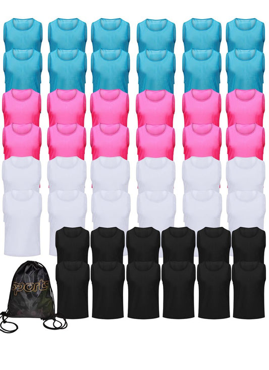PULUOMASI 12/24/48PCS Pinnies Youth Team Pennies for Sports Kids and Scrimmage Vests for Soccer Basketball Jersey Practice