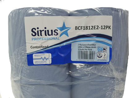 12 x Centre Feed Rolls Blue Tissue Paper Roll (2 Ply)