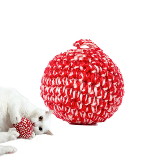 JAYU PET Red Cat Ball [W/O Bell Version] - Handmade Silvervine Cat Toy with Catnip, Interactive Matatabi Ball for Indoor Cats & Kittens, Feline Play Toy & Gift (2.7 inch)