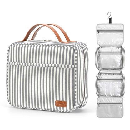 Hanging Travel Toiletry Bag, Large Capacity Wash Bag Waterproof Cosmetic Bag Makeup Organizer with 4 Compartments & 1 Sturdy Hook for Women/Men