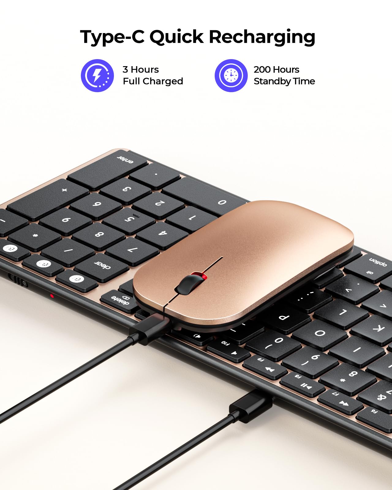 seenda Bluetooth Keyboard and Mouse for Mac, SKM64-2 Multi-Device Rechargeable Slim Wireless Keyboard Mouse Stainless Steel Full Size, Compatible with MacBook Pro/Air, iPad, Mac - Space Gray
