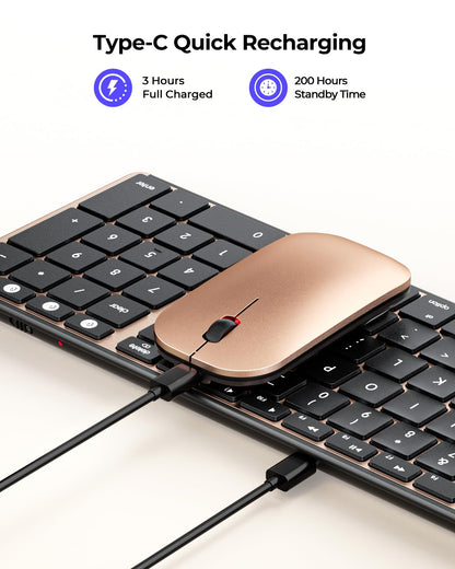 seenda Bluetooth Keyboard and Mouse for Mac, SKM64-2 Multi-Device Rechargeable Slim Wireless Keyboard Mouse Stainless Steel Full Size, Compatible with MacBook Pro/Air, iPad, Mac - Space Gray