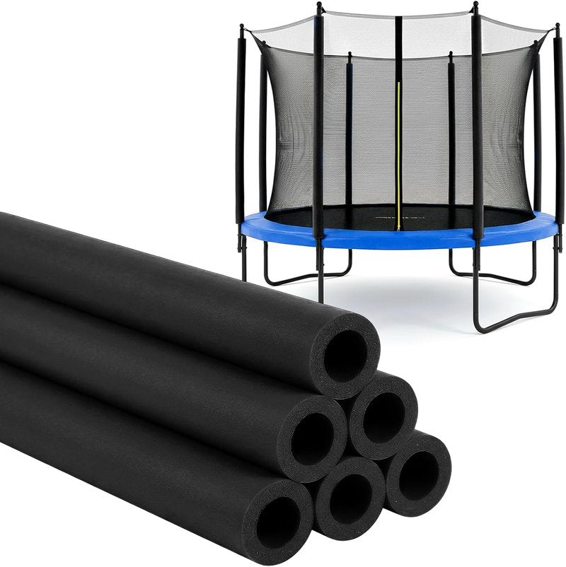 Trampoline Pole Covers - 35.4 Inch Foam Sleeves for Safety | Black, 1.26 Inch Diameter