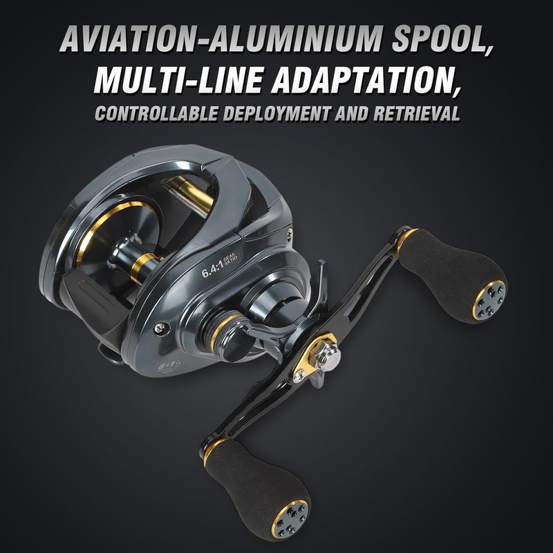 Baitcaster Fishing Reels - 6.4:1 Gear Ratio, 33 Lb Max Drag, 8+1 Stainless Steel Bearings | Freshwater & Saltwater Use