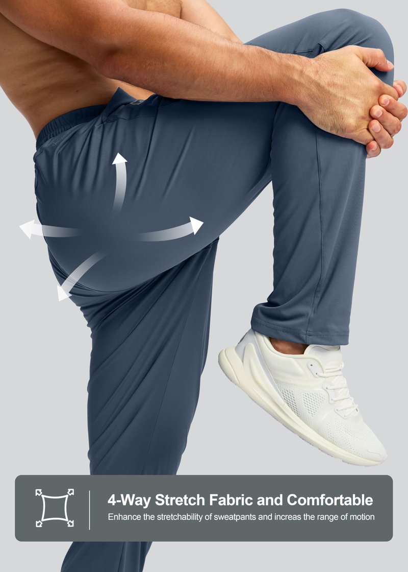 G Gradual Men's Sweatpants with Zipper Pocket Workout Athletic Track Pants Stretch Tapered Joggers for Gym Running Jogging(Dusty Blue,L)