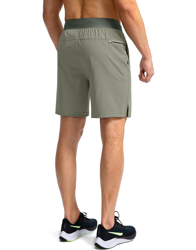 Men's Running Shorts with Zipper Pockets 7 Inch Lightweight Quick Dry Gym Athletic Workout Shorts for Men (Green Sage, Small)