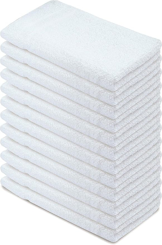 Basic Hand Towels 16x26 Inches – Pack of 12 – White Color – Soft and Absorbent