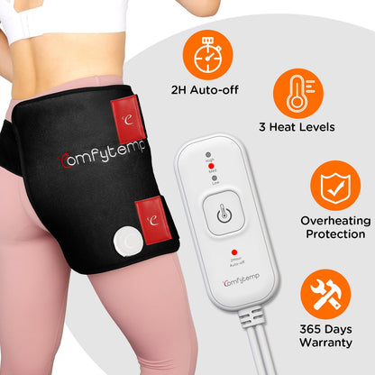 Comfytemp Hip Heating Pad for Hip Sciatica Pain Relief Brace, Birthday Christmas Gift for Mom Women Wife Men Dad, FSA Eligible Lower Back Thigh Buttock Electric HSA Heat Pad Hot Physical Therapy(L/XL)