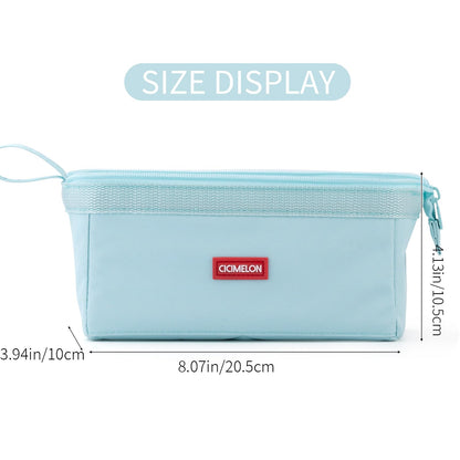 CICIMELON Pencil Case Large Capacity Pencil Pouch Pen Bag for School Teen Girl Boy Men Women (Blue)